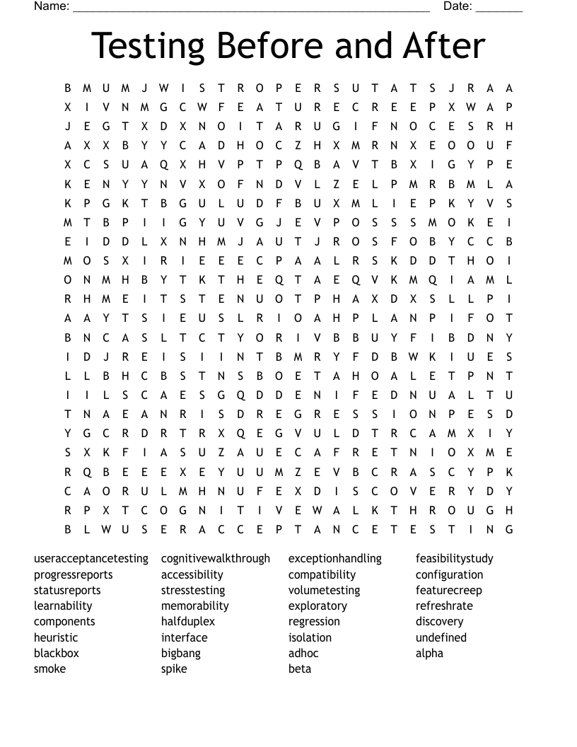 Testing Before and After Word Search