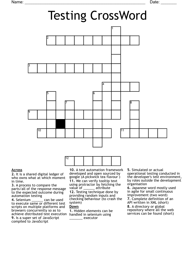 Testing CrossWord