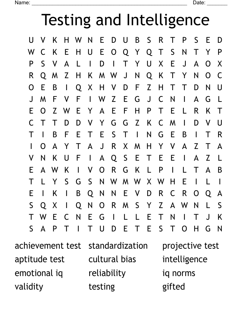 Testing and Intelligence Word Search