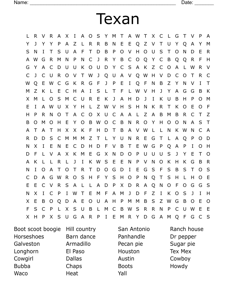 Texan Word Search