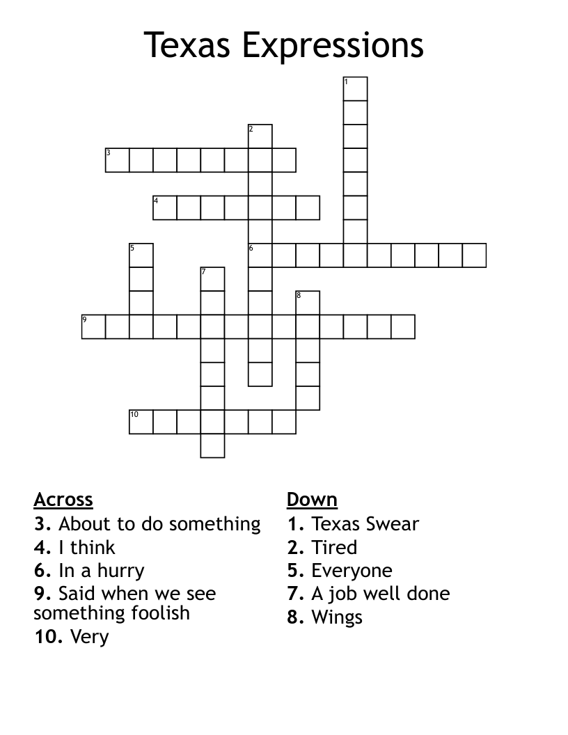 Texas Expressions Crossword