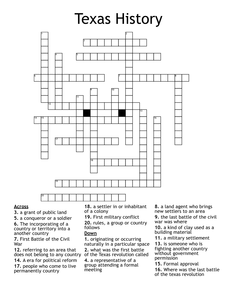 Texas History Crossword