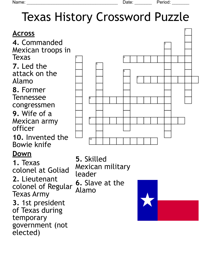 Texas History Crossword Puzzle