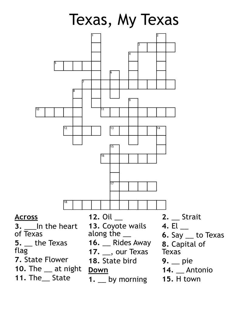 Texas, My Texas Crossword