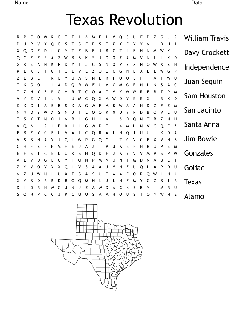 Texas Revolution Word Search