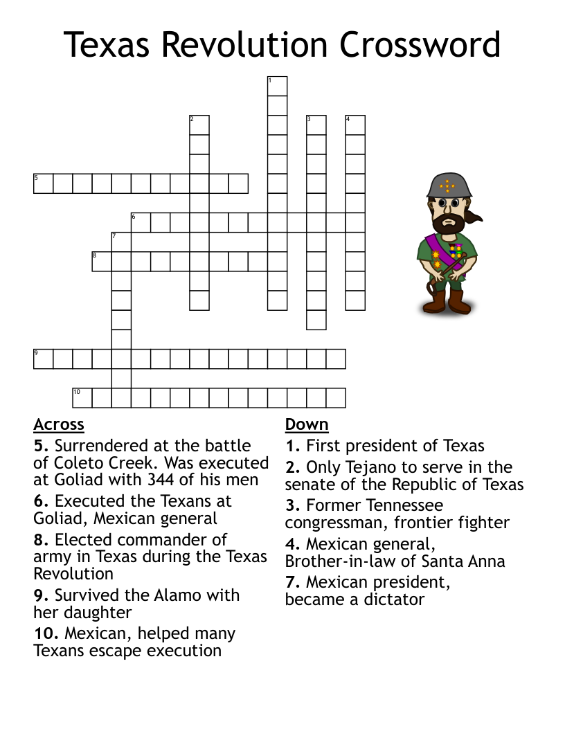 Texas Revolution Crossword