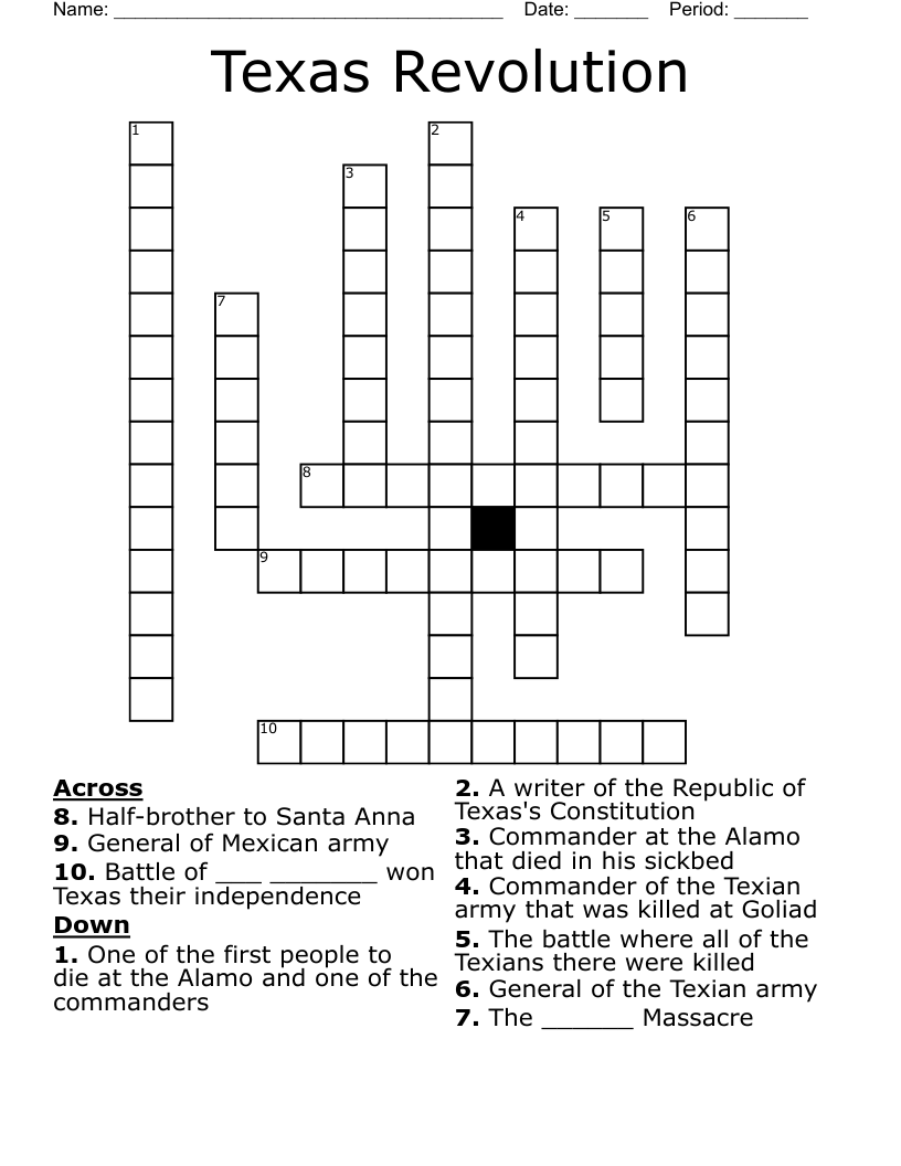 Texas Revolution  Crossword