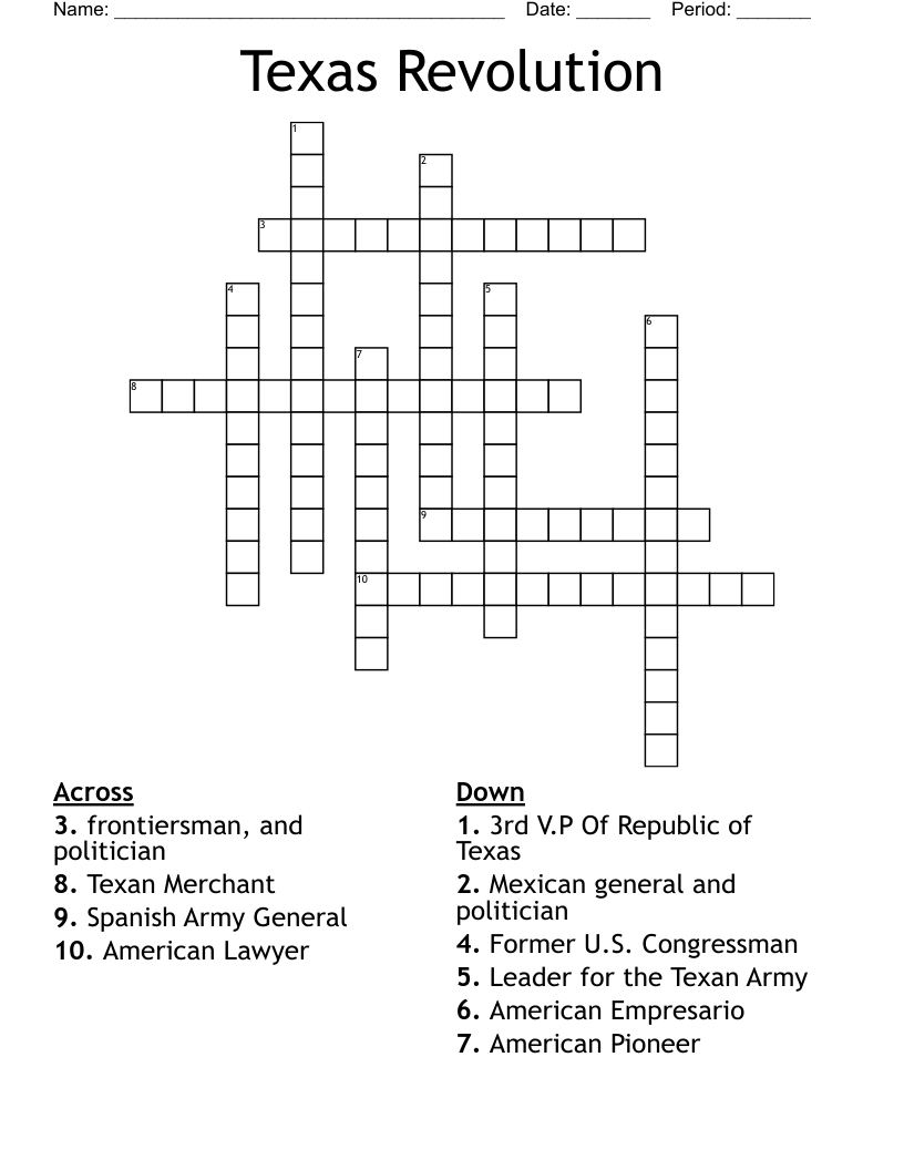 Texas Revolution  Crossword