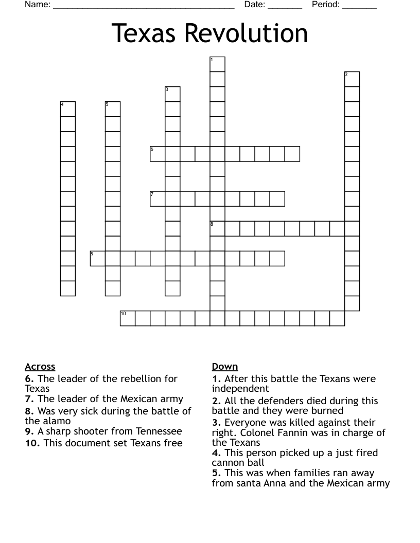 Texas Revolution  Crossword