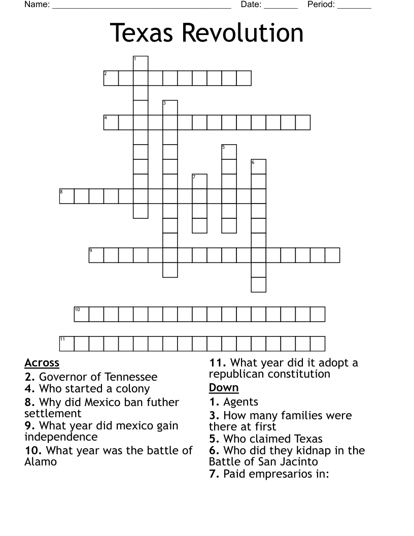 Texas Revolution  Crossword
