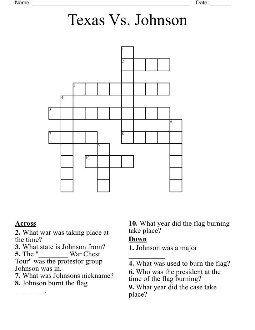 Texas Vs. Johnson Crossword