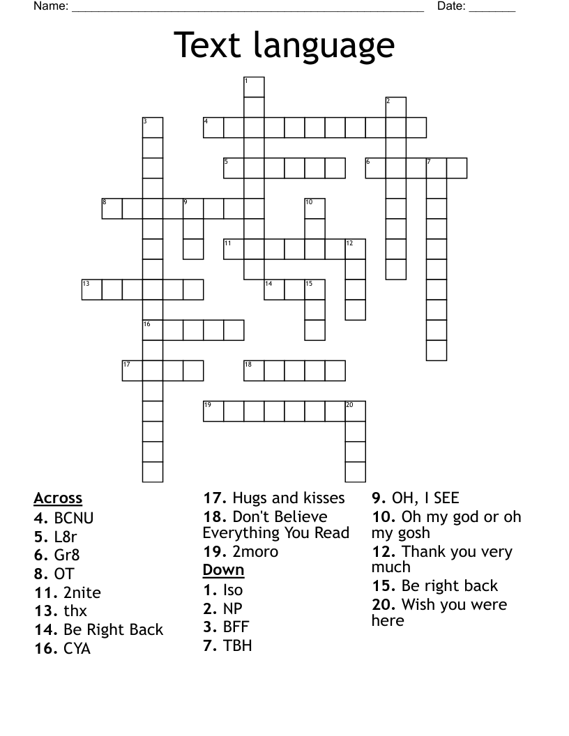 Text language Crossword