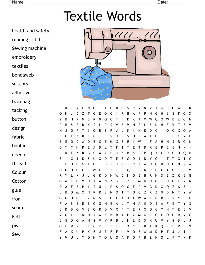 Textile Words Word Search