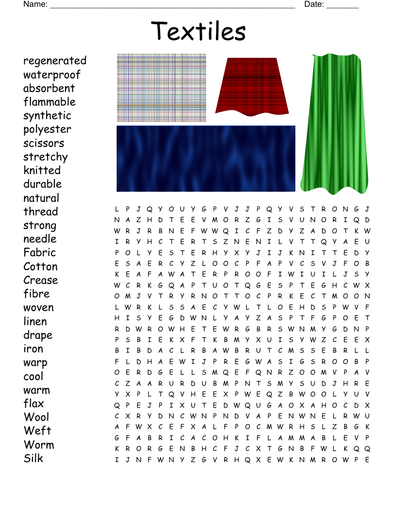 Textiles Word Search