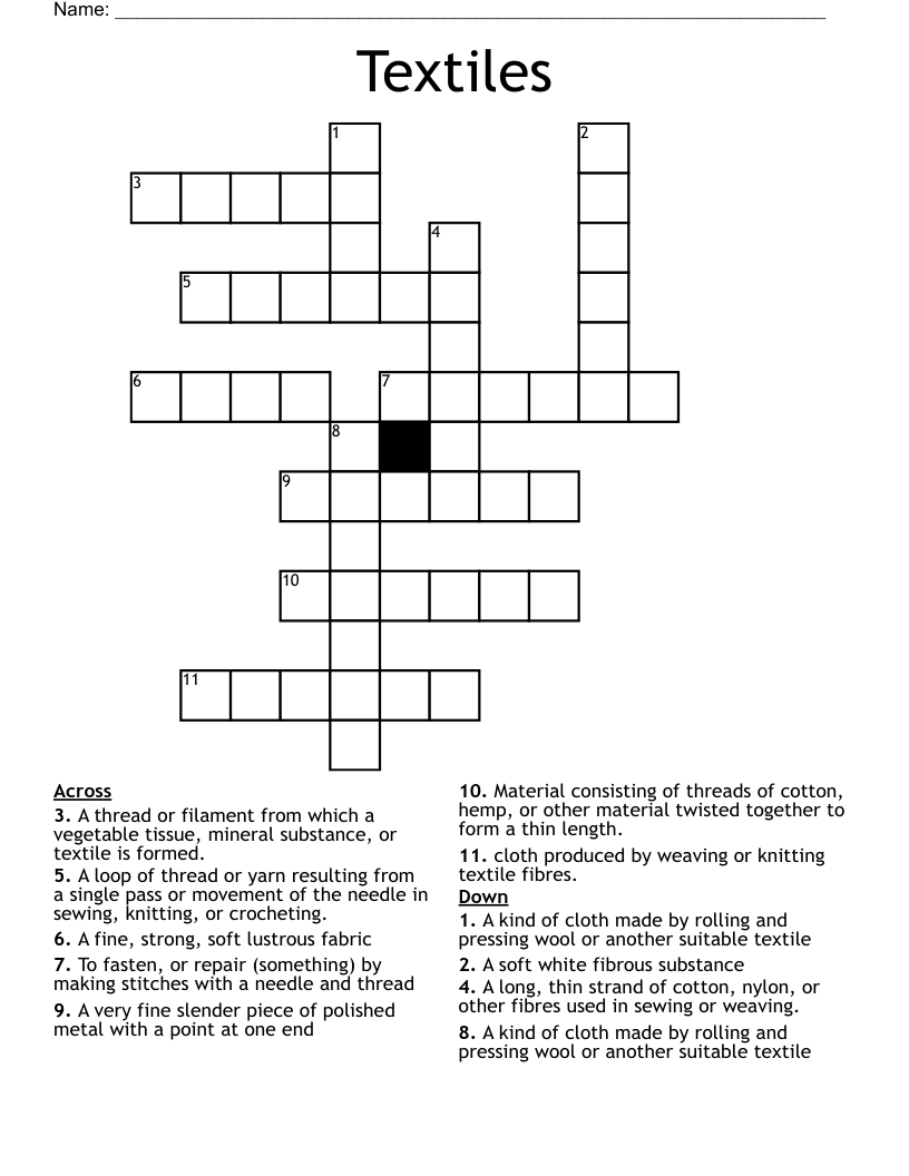 Textiles Crossword