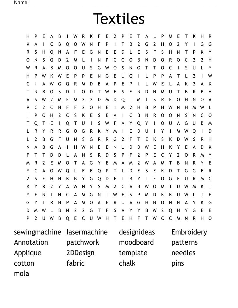 Textiles Word Search