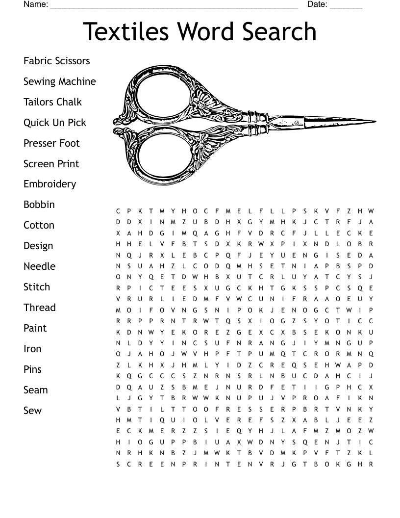 Textiles Word Search