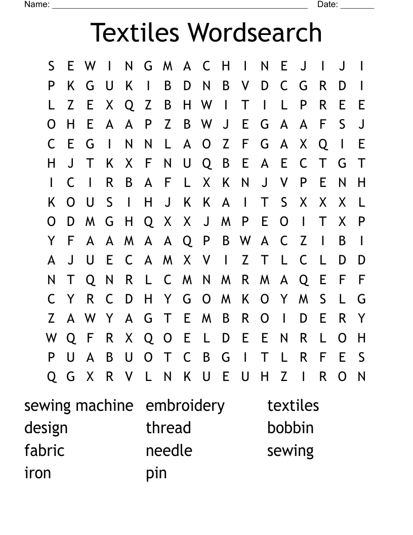 Textiles Wordsearch 