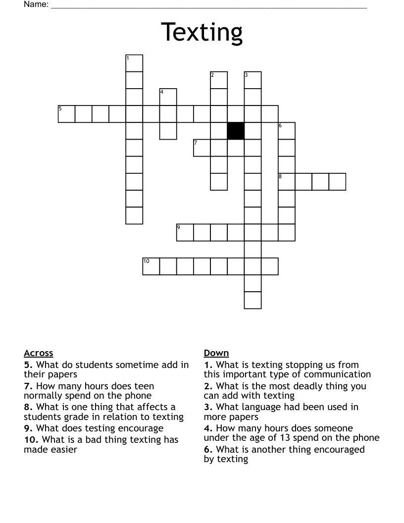 Texting Crossword
