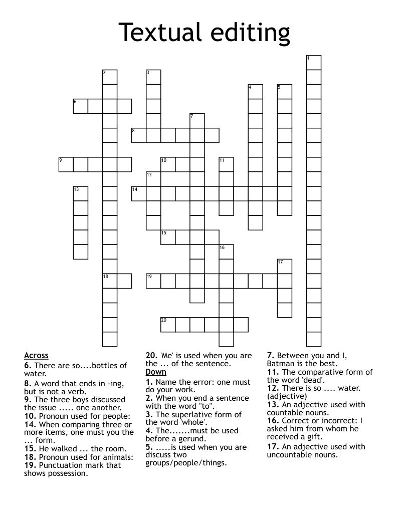 Textual editing Crossword