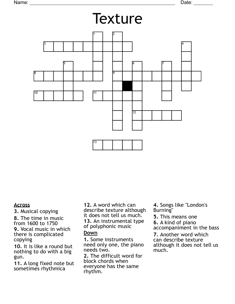 Texture Crossword