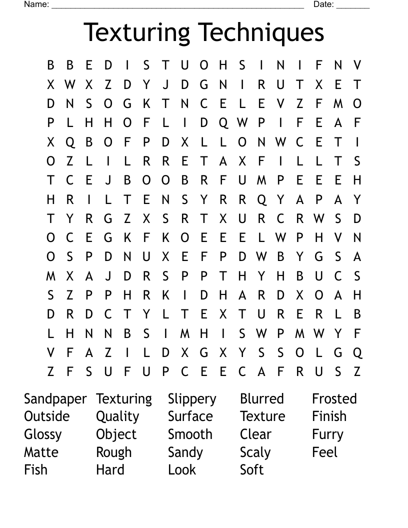 Texturing Techniques Word Search