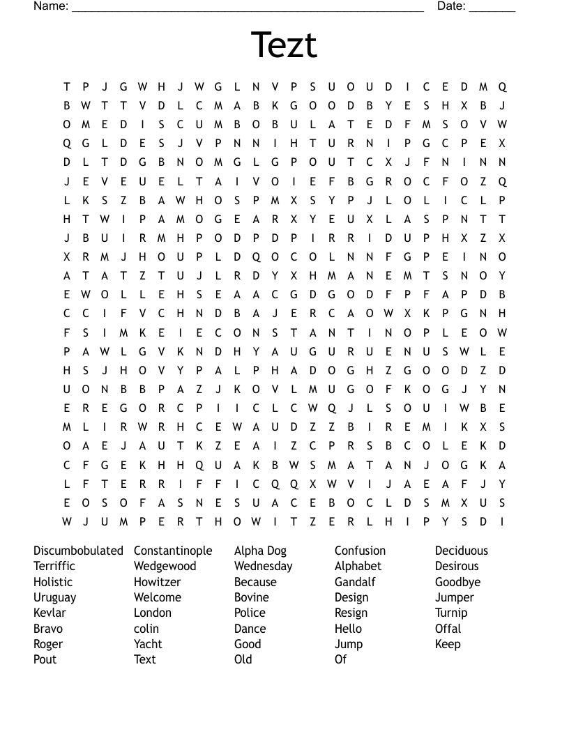 Tezt Word Search