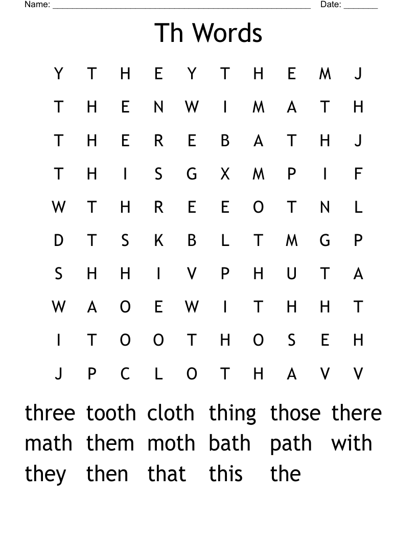 Th Words Word Search