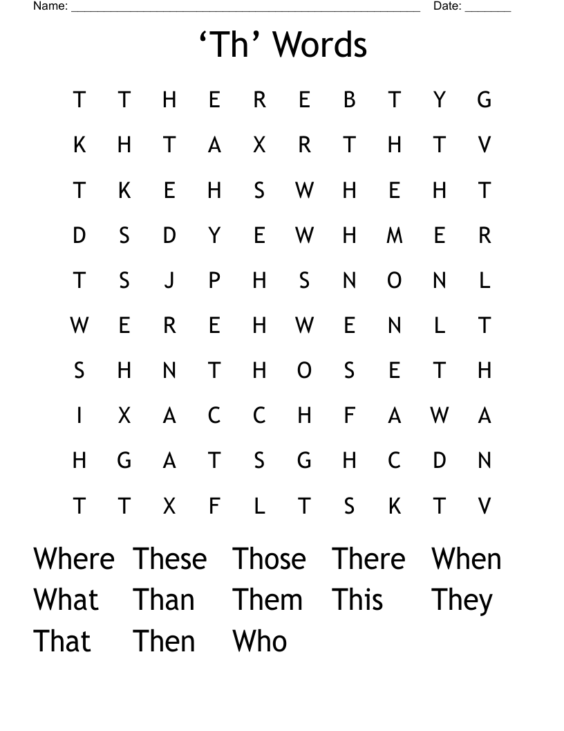 ‘Th’ Words Word Search