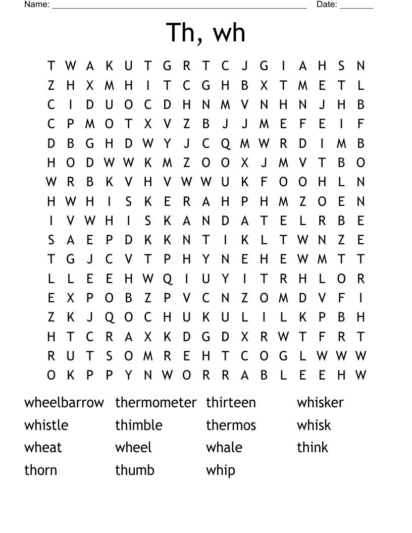 Th, wh Word Search