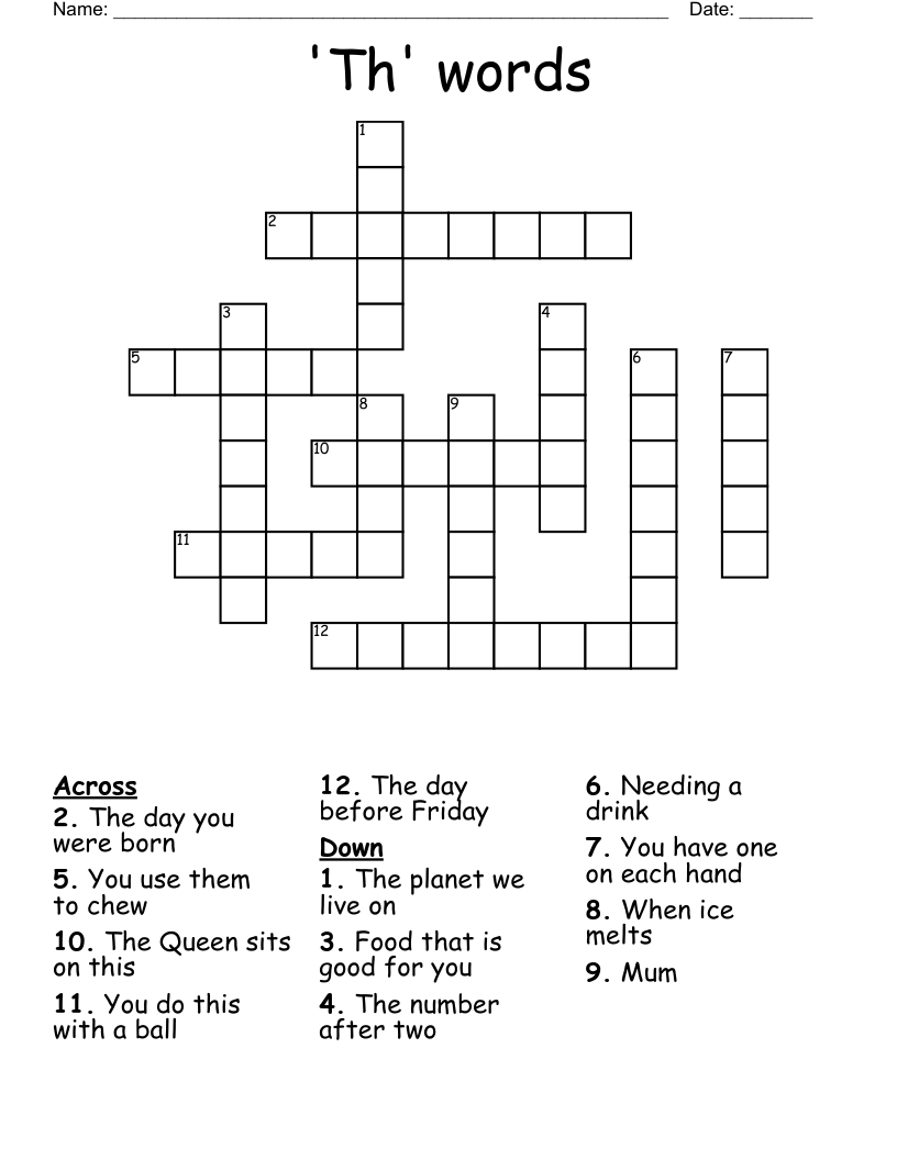'Th' words Crossword
