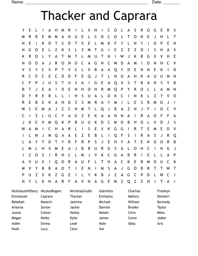 Thacker and Caprara Word Search