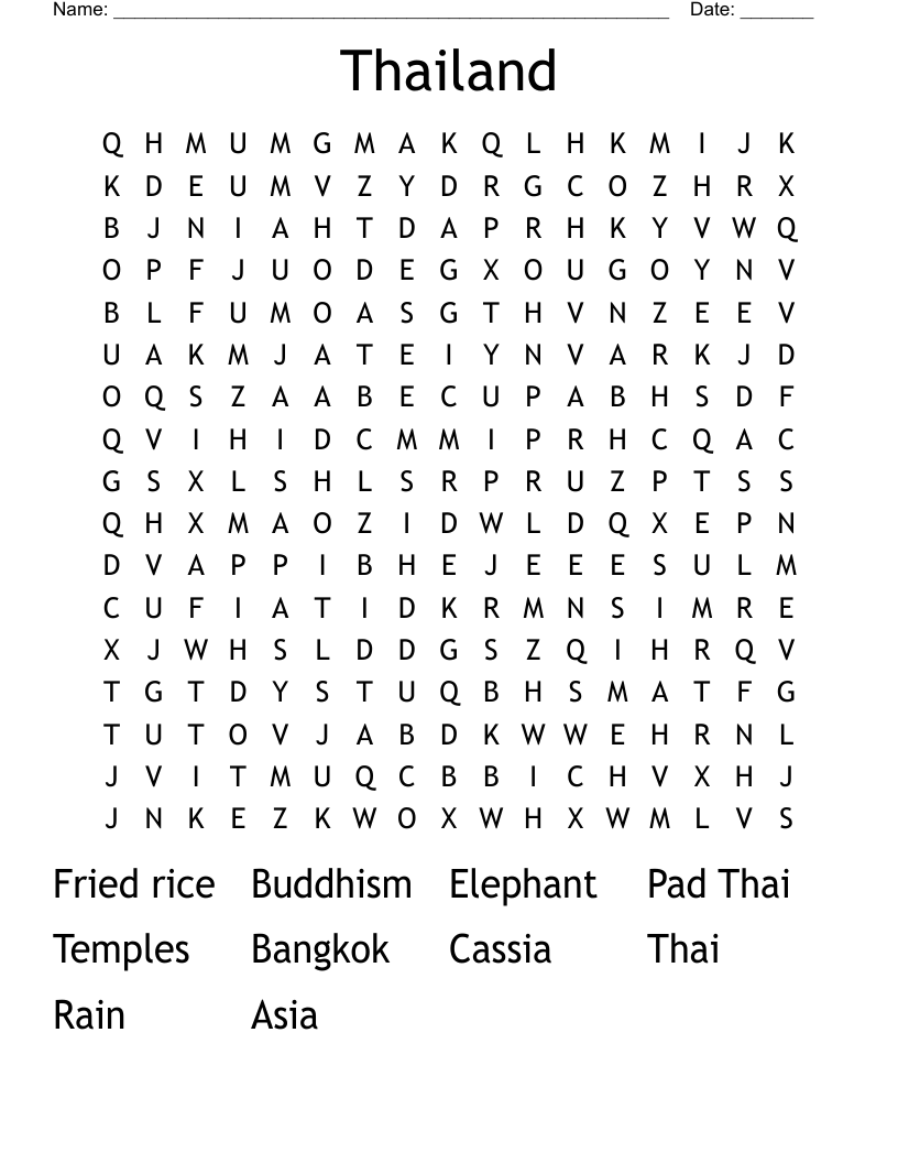 Thailand Word Search