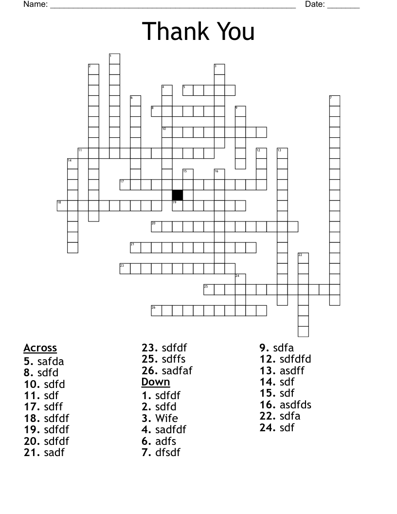 Thank You Crossword