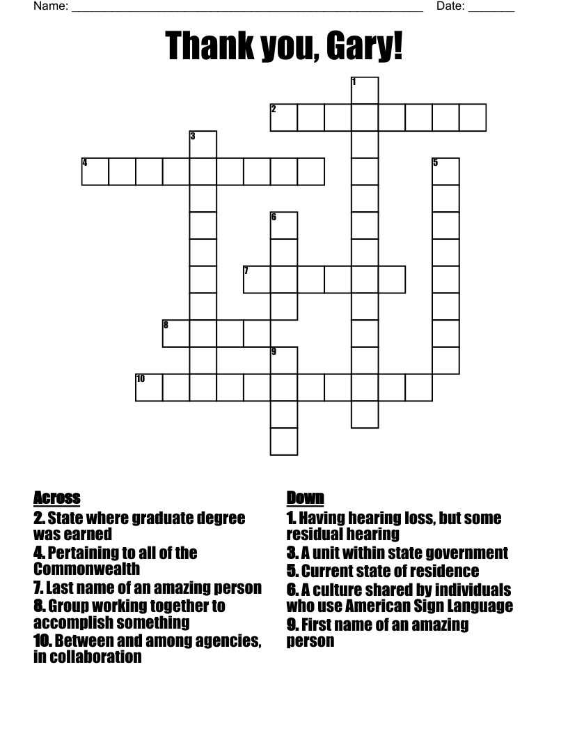 Thank you, Gary! Crossword