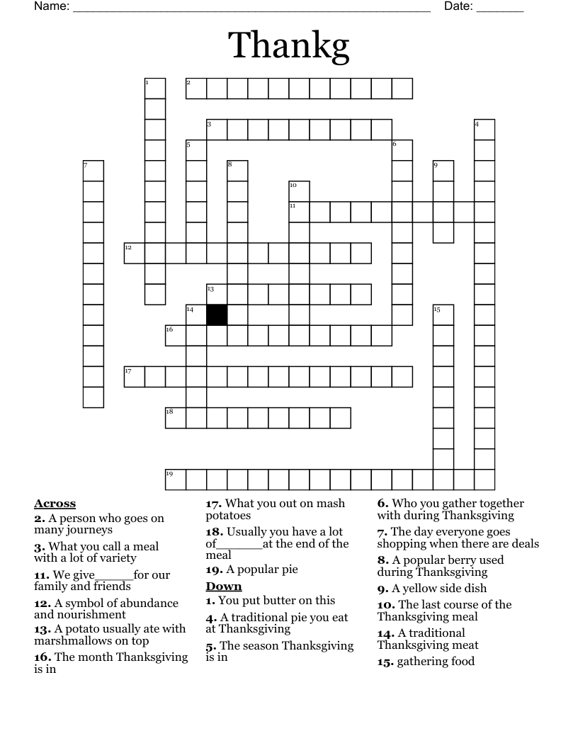 Thankg Crossword