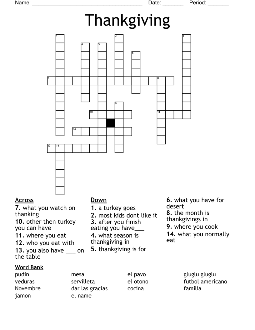Thankgiving  Crossword