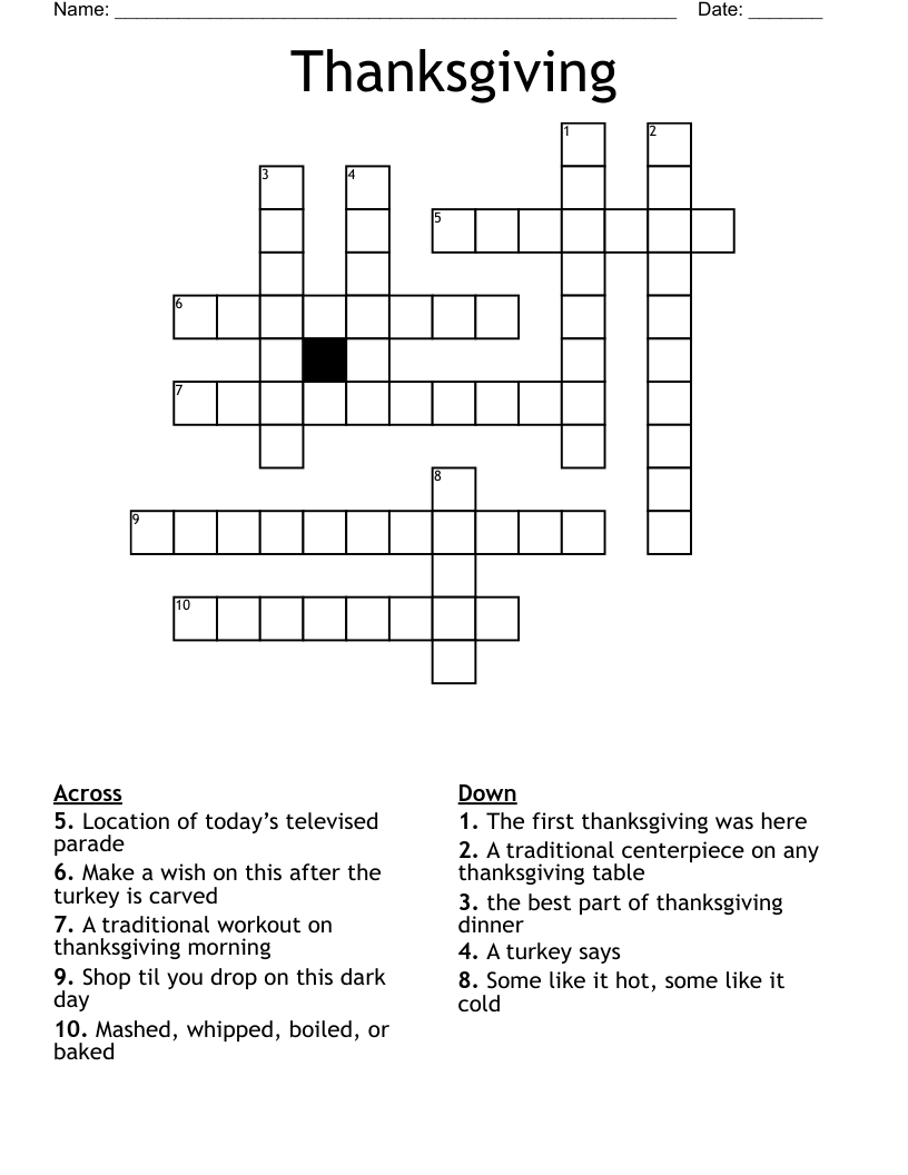 Thanksgiving Crossword