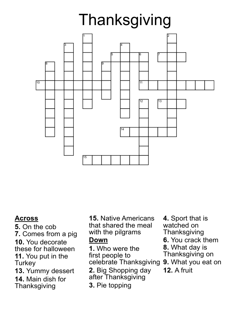 Thanksgiving Crossword
