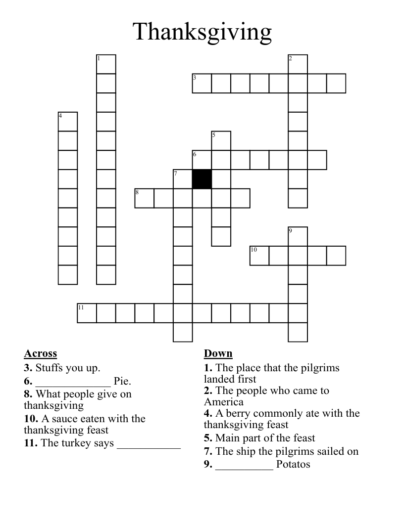 Thanksgiving Crossword