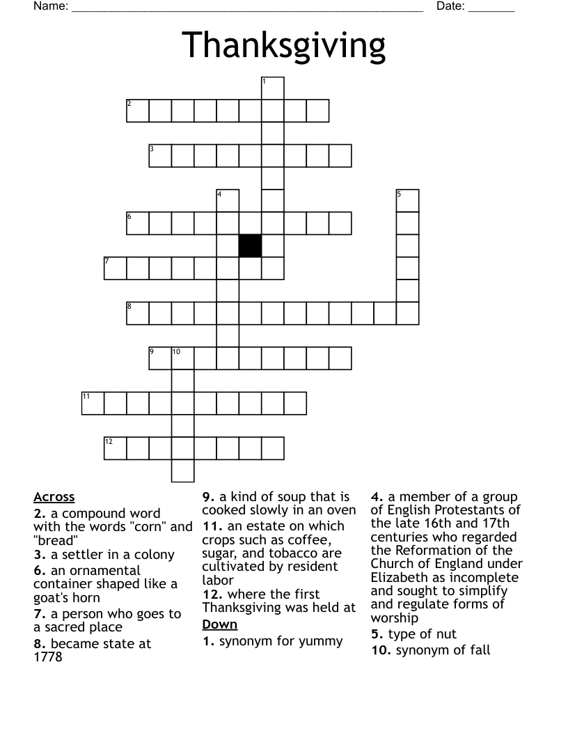 Thanksgiving Crossword