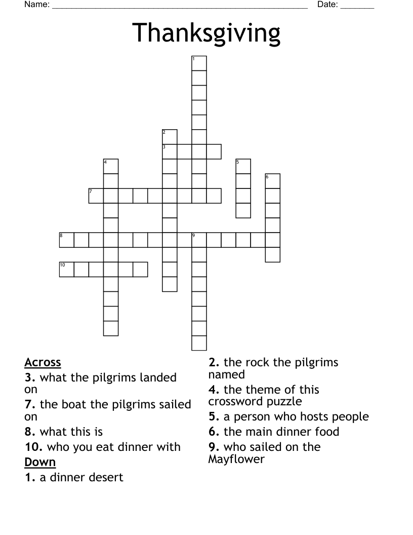 Thanksgiving Crossword