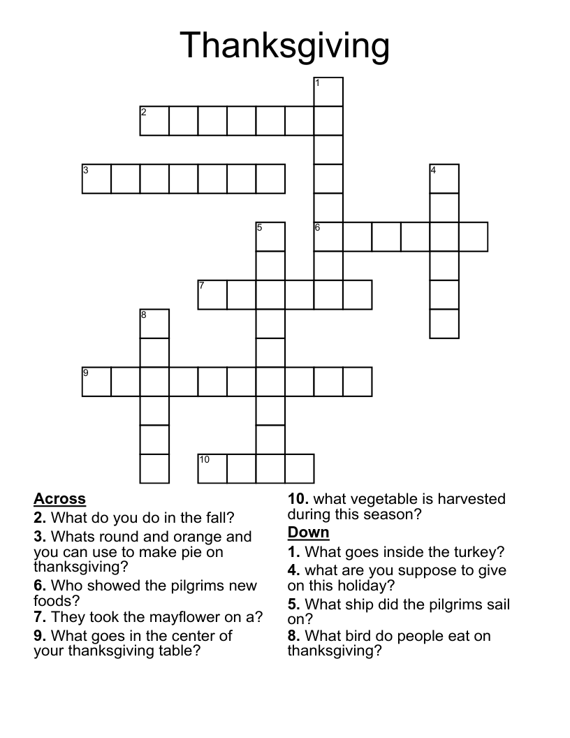 Thanksgiving Crossword