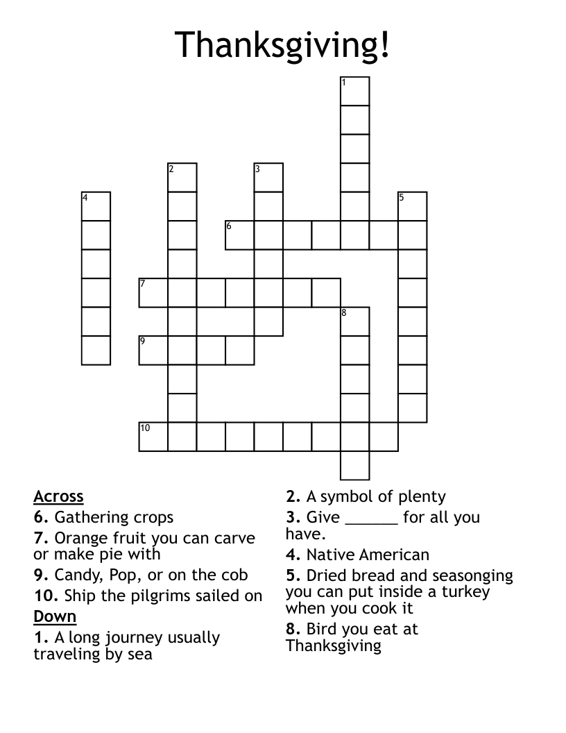 Thanksgiving! Crossword