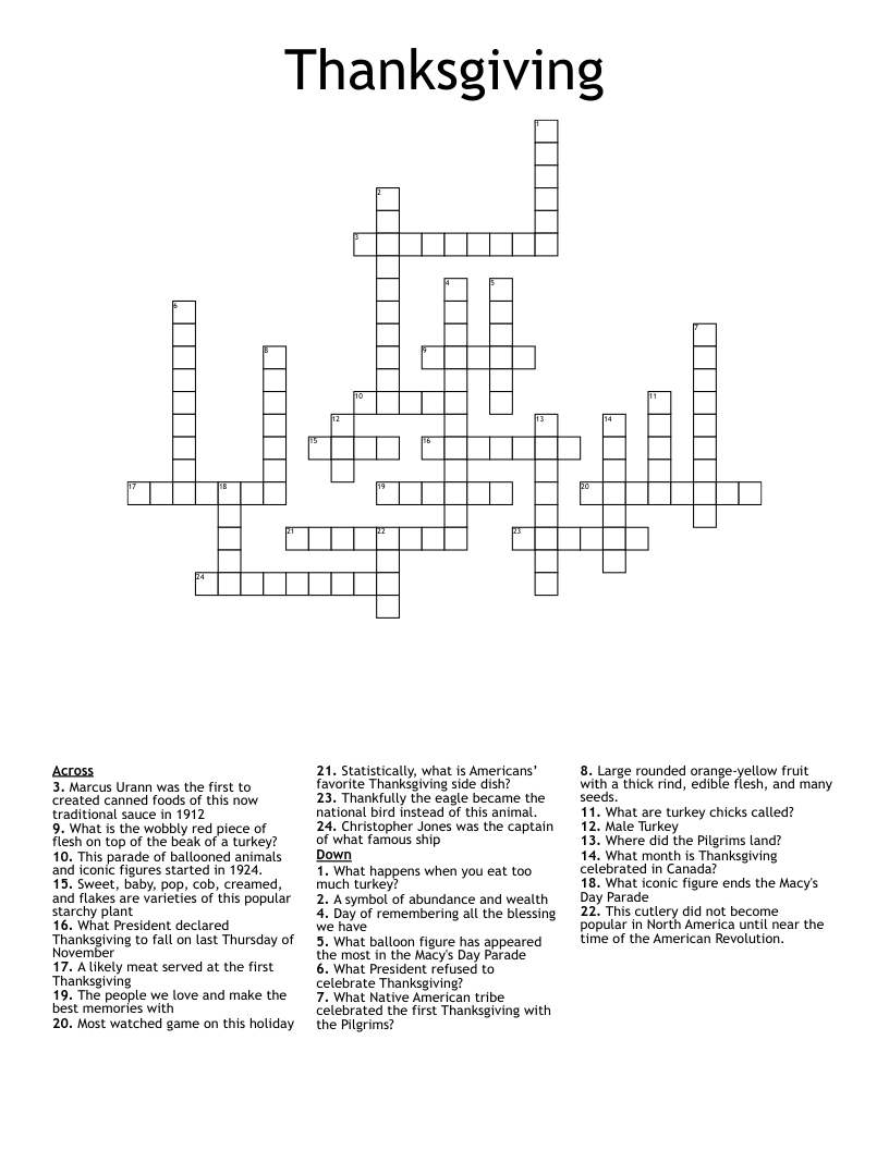 Thanksgiving Crossword