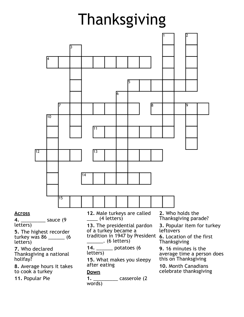 Thanksgiving Crossword