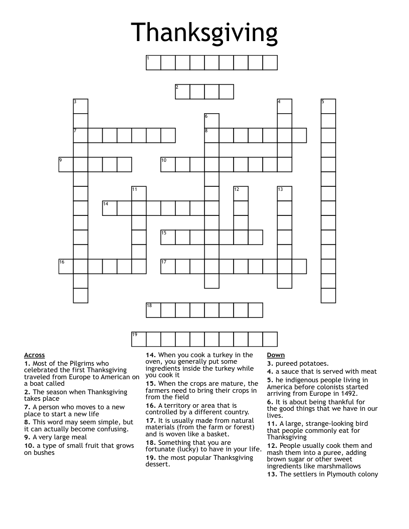 Thanksgiving Crossword