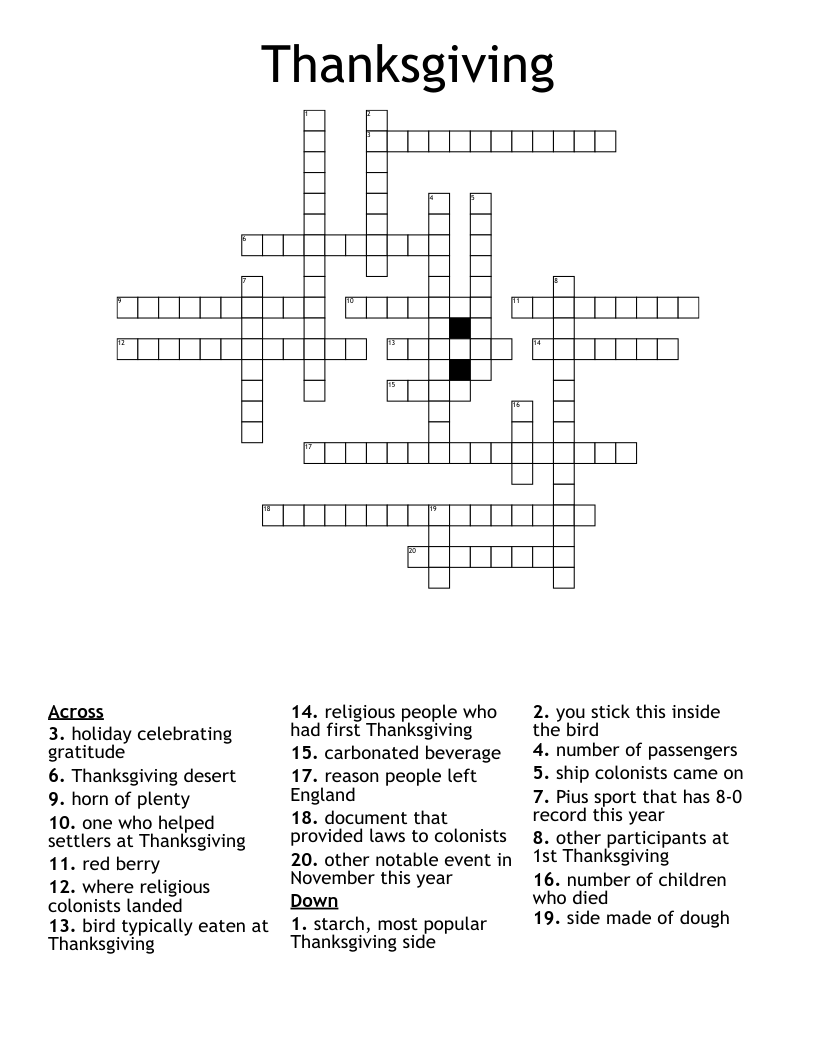 Thanksgiving Crossword