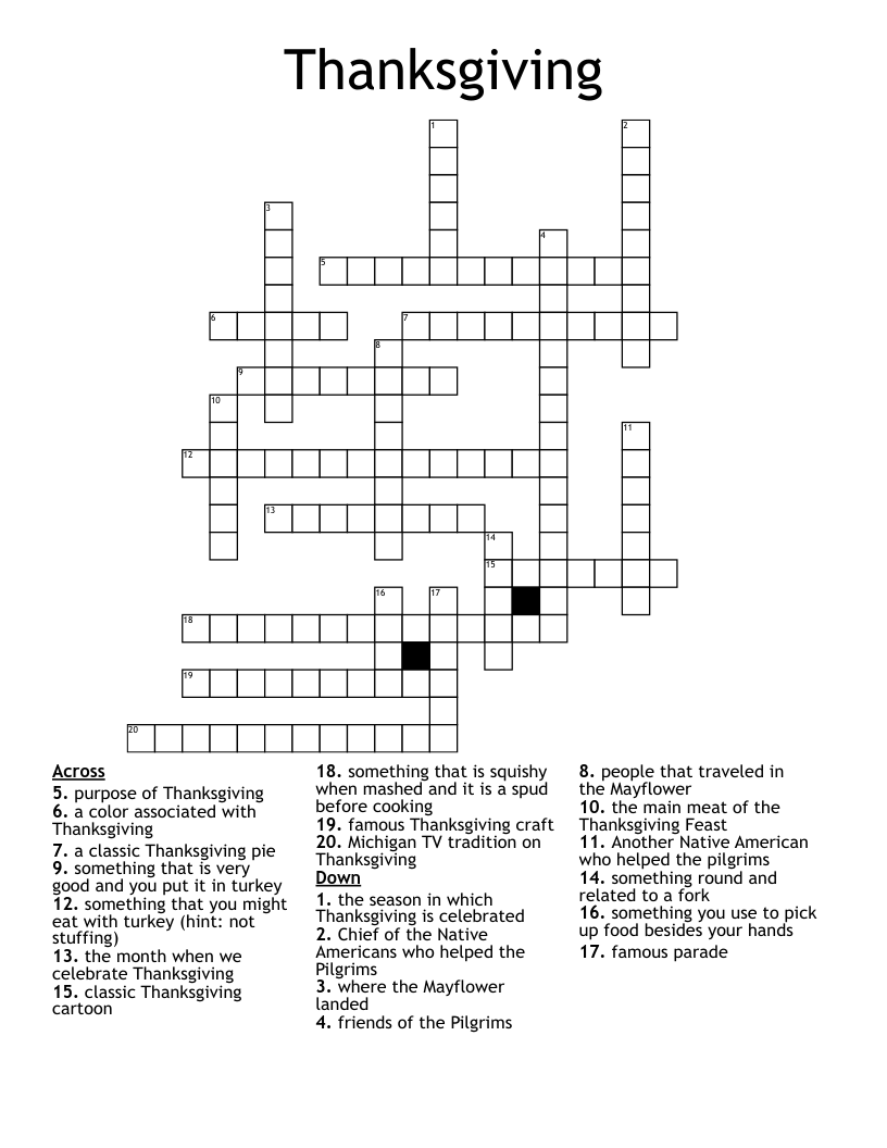 Thanksgiving Crossword