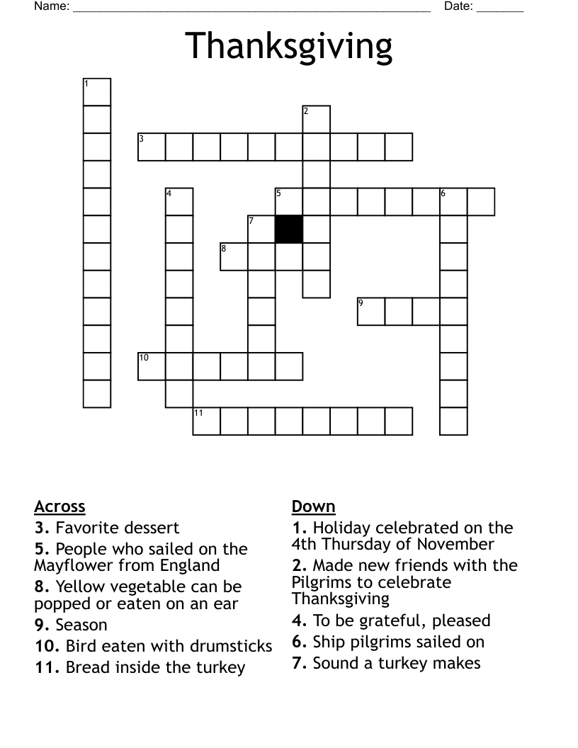 Thanksgiving Crossword